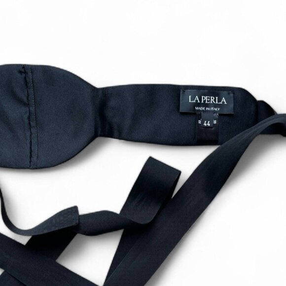 Vtg La Perla Black Beaded Epaulet Long Fringe Scoop Open Back Dress IT 44 US 8 - Picture 12 of 15